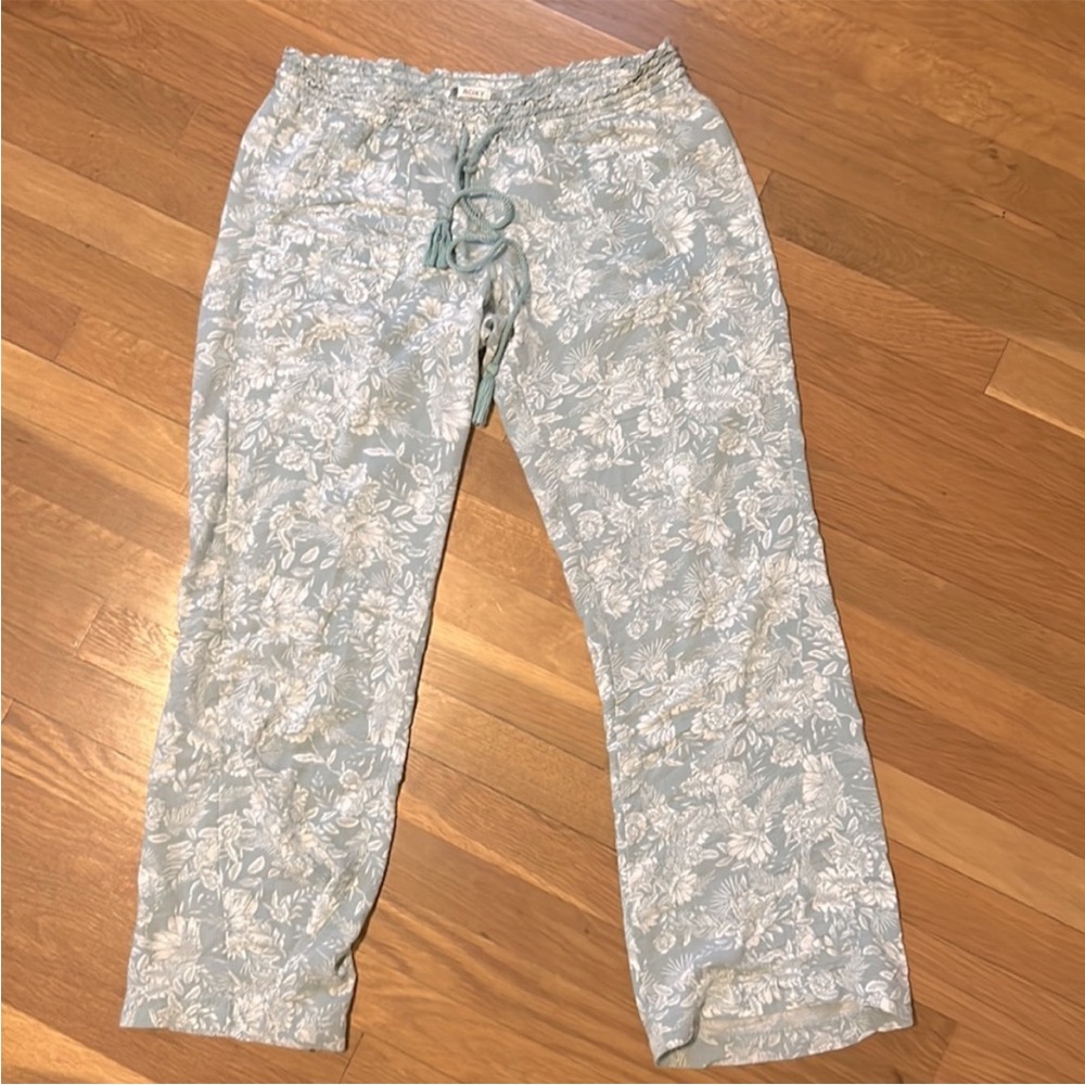 Roxy green floral beach lounge pants S/M
